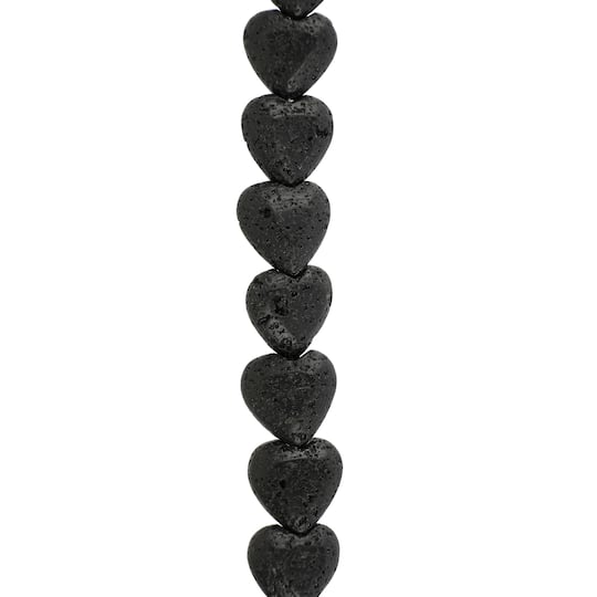 12 Pack: Black Lava Heart Beads, 10mm by Bead Landing™